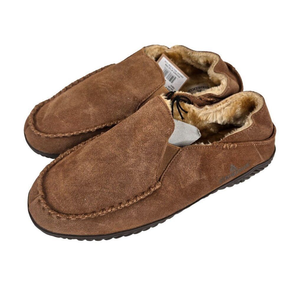 Staheekum Mens Size 12 Curbside Slippers Wheat Brown Leather Faux Fur Lining
